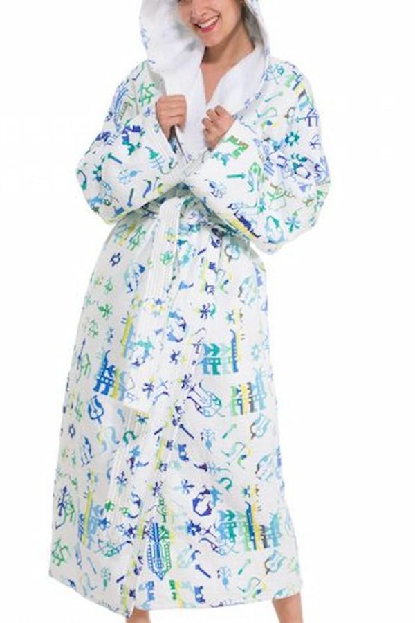 Postfolk Cocktail Hour Aegean Blue Bathrobe