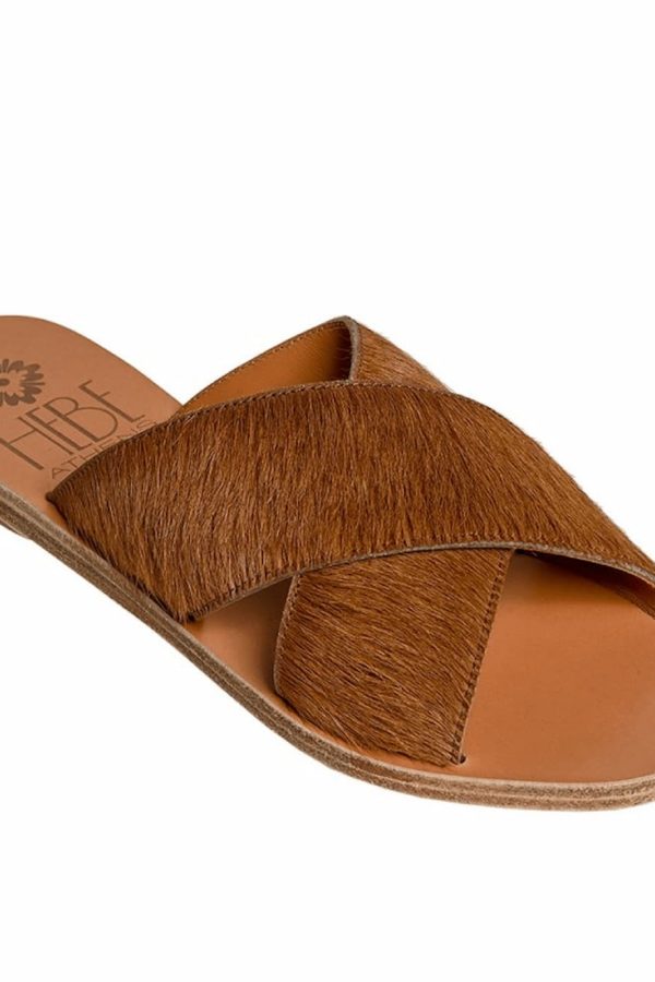 Ekati Brown Pony Leather Sandals