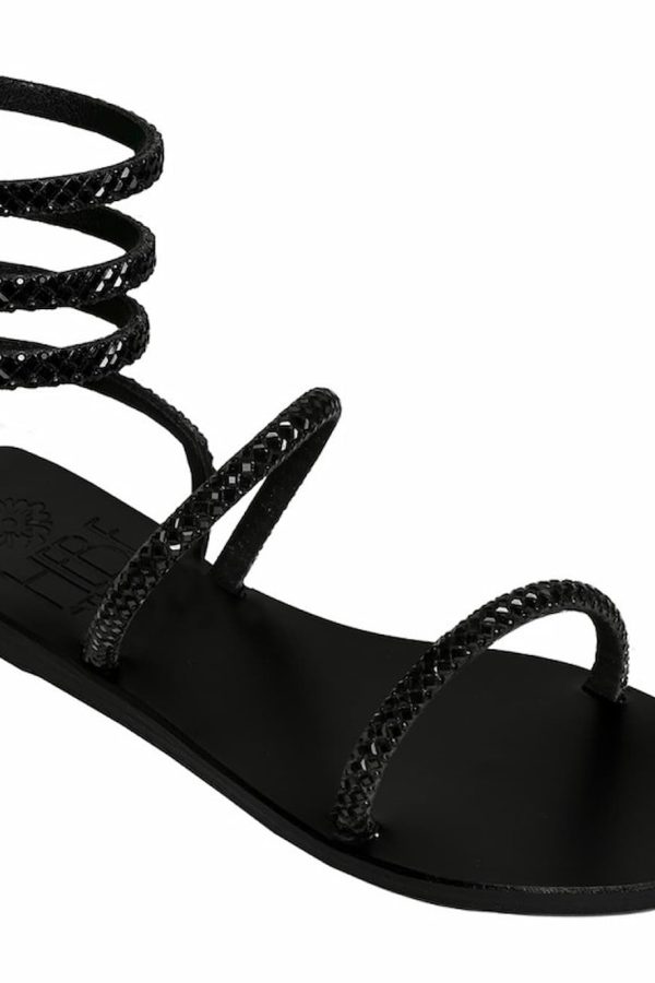 Andromeda Black Shine Leather Sandals