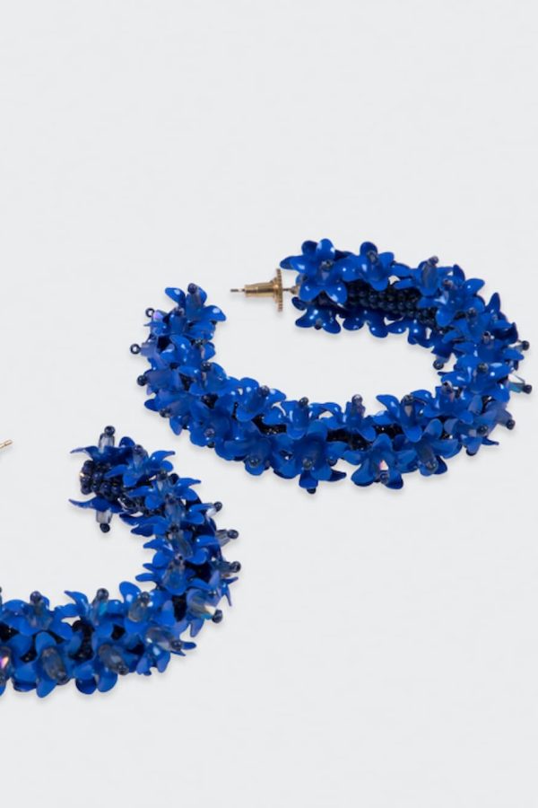 Olivia Dar Flower Blue Earings Hoops Large