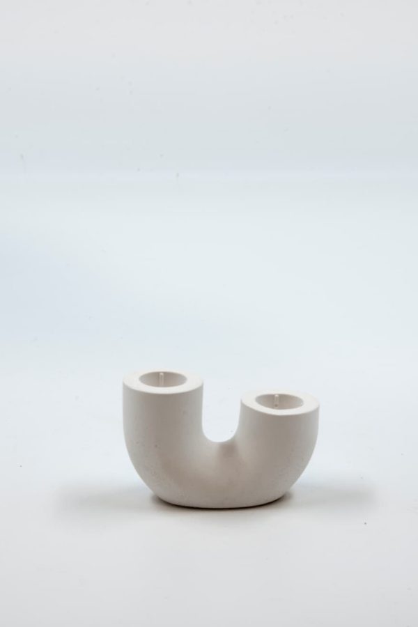 Bes Deco Double Candle Holder Big White