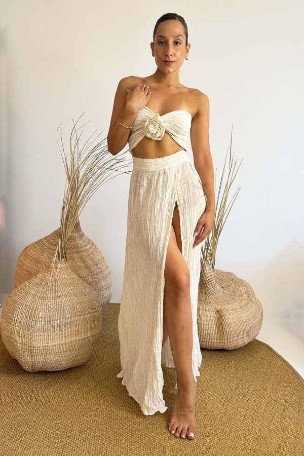 D'Artemide Long Dress Rosa Off White