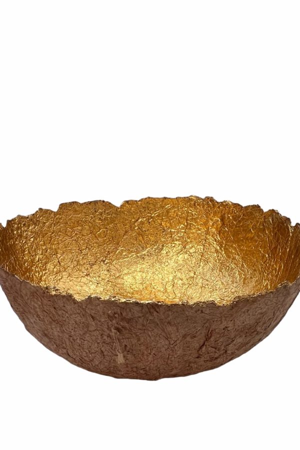 Benu Papier Mache Flat Pot Natural