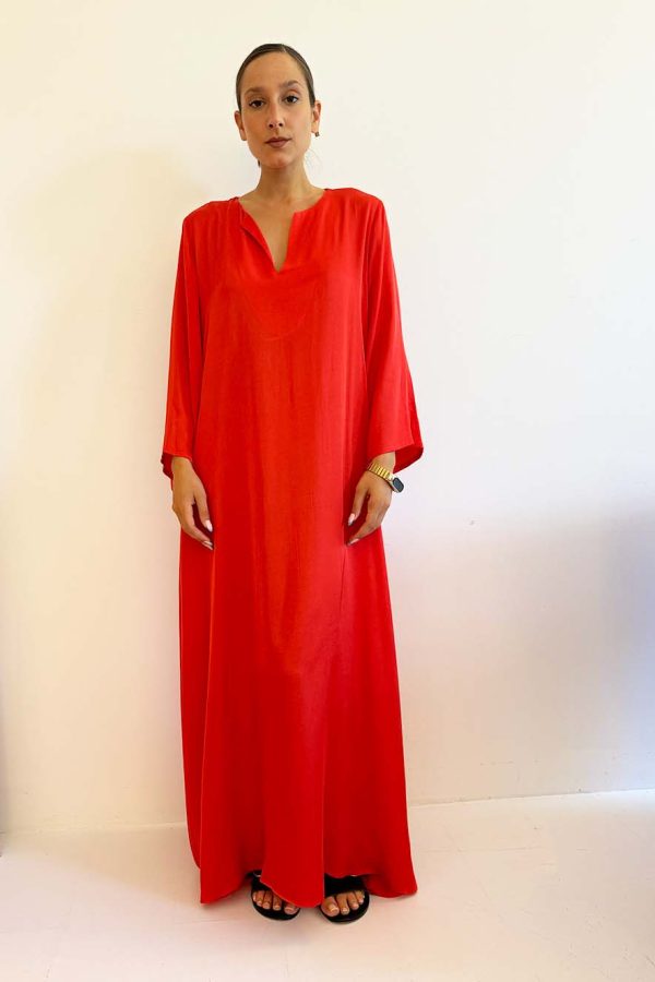 Nema Red Satin Kaftan