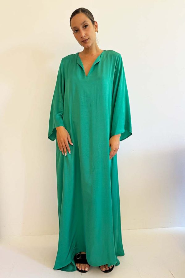 Nema Green Satin Kaftan