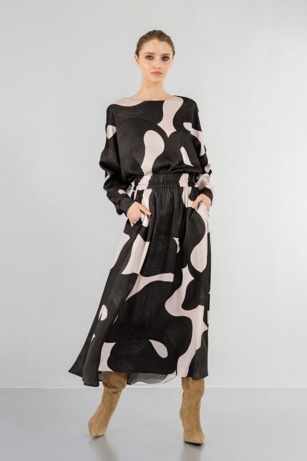 Philosophy Satin Print Midi Skirt