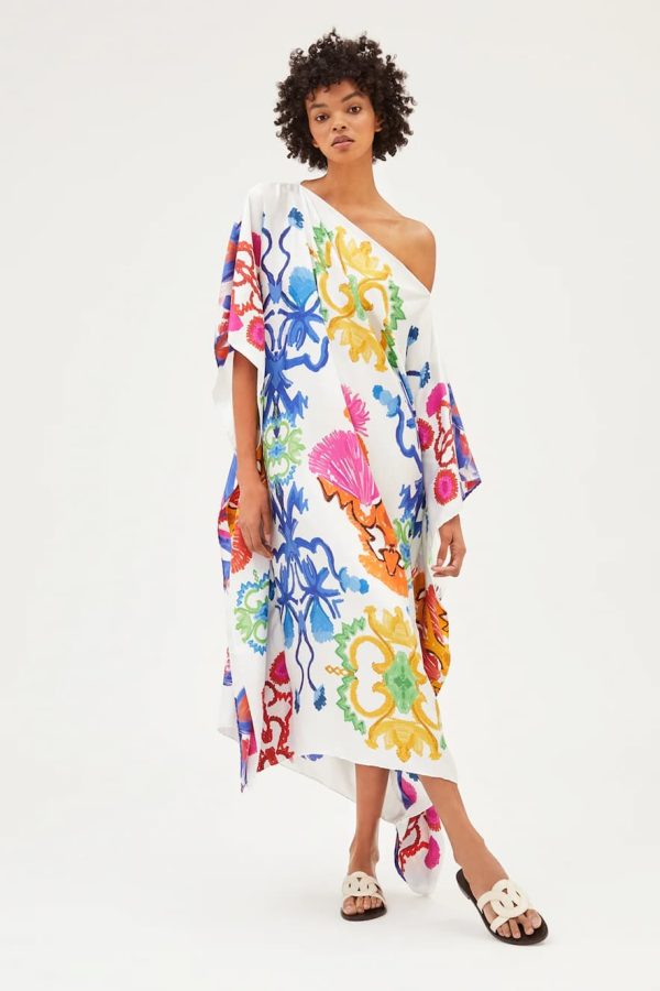 RIANNA + NINA Mesogios Kaftan Manitari White Petinos