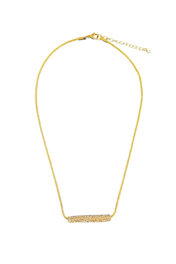 Ifigenia Loukou Bar Necklace Rhinestone Gold