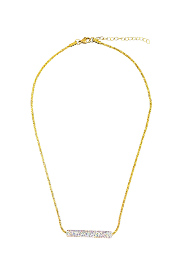 Ifigenia Loukou Necklace Rhinestone Bar White