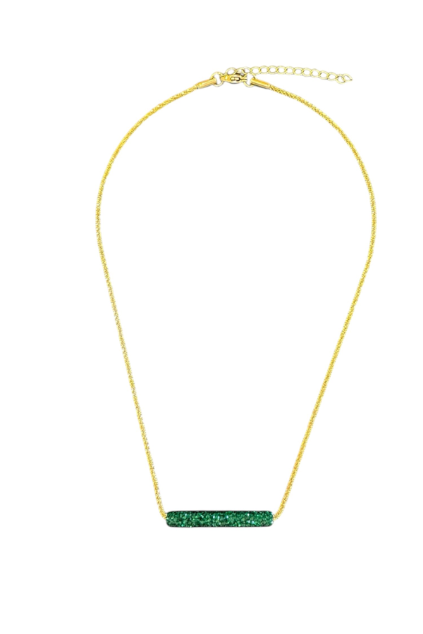 Ifigenia Loukou Necklace Rhinestone Bar Green