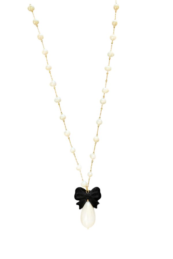 Ifigenia Loukou Rosary White Pearl Black Bow