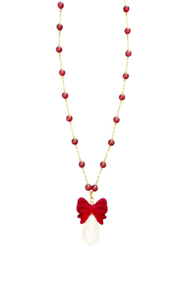 Ifigenia Loukou Rosary Βurgundy Pearl Burgundy Bow