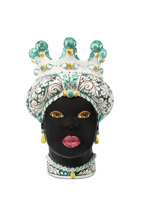 Abhika Vase Moro Lady Ornate H41 Green