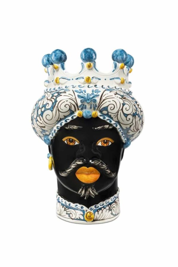 Abhika Vase Moro Man Ornate Blue