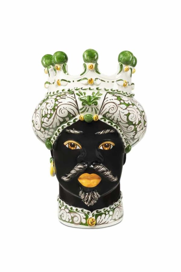 Abhika Vase Moro Man Ornate Dark Green