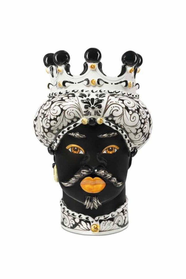 Abhika Vase Moro Man Ornate H41 Black