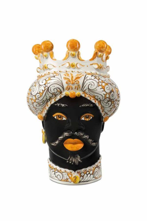Abhika Vase Moro Man Ornate Orange H41