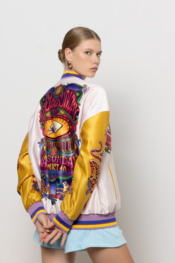 Never on Sunday by Nema Bomber Jacket Crop Salmon