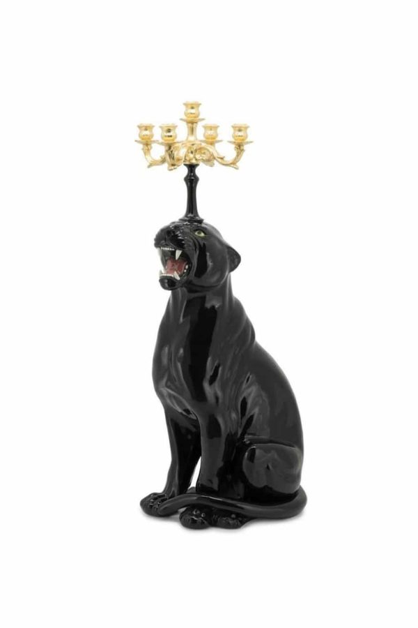 Abhika Candleholder Leopard Right Black/Gold