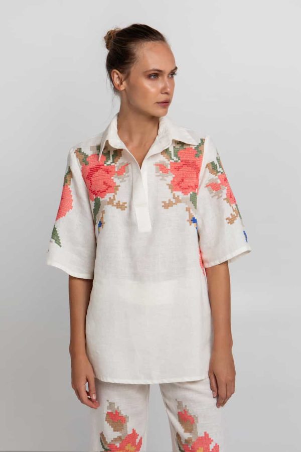 Greek Archaic Kori Blouse Rose Natural