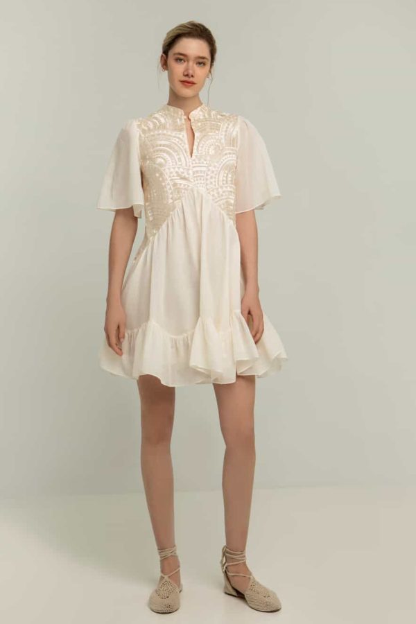 Greek Archaic Kori Short Dress New Triangle Natural/Champange