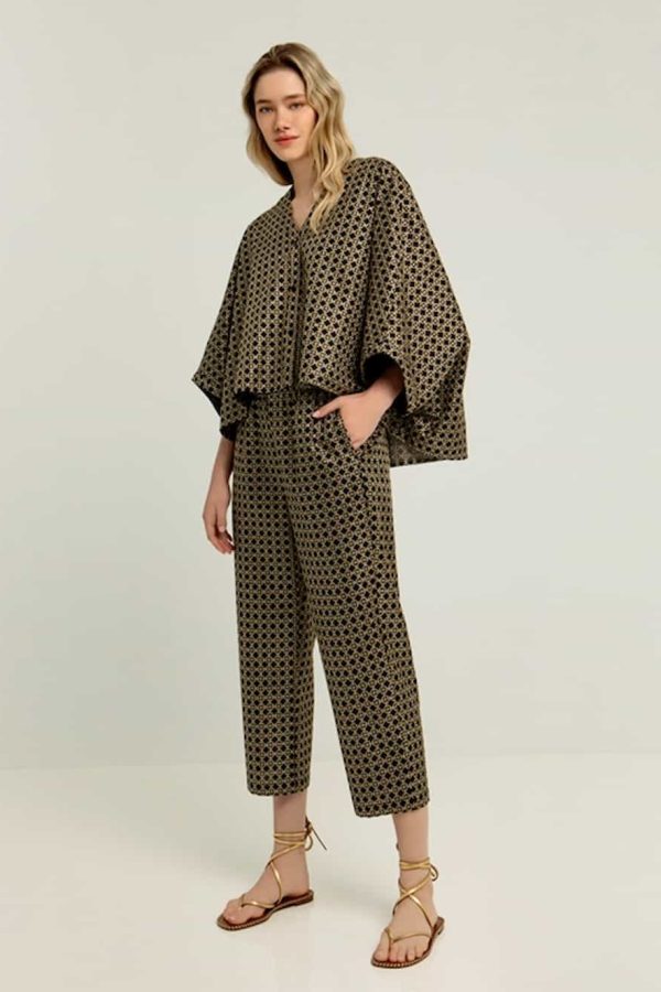 Greek Archaic Kori Pants with Black Gold Embroidery