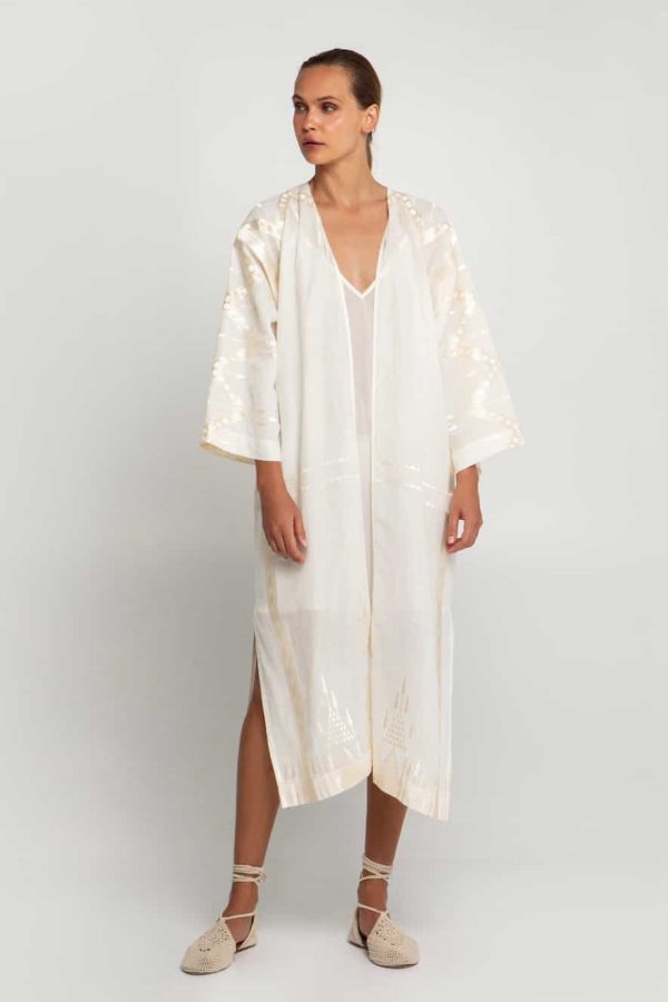 Greek Archaic Kori Roots Kimono Natural and Champagne