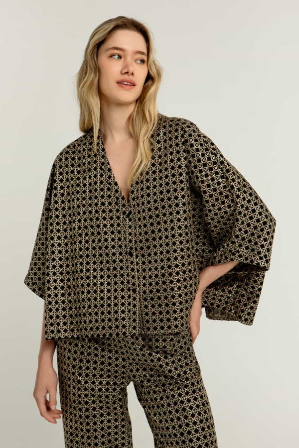 Greek Archaic Kori Tunic Cross Black/Gold