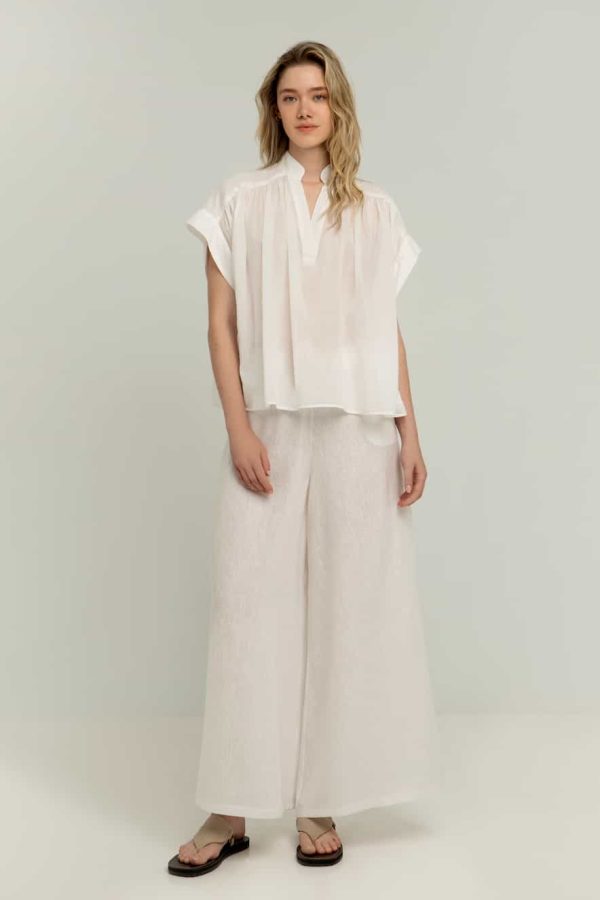 Greek Archaic Kori Wide Pants with Elastic Waist Natural