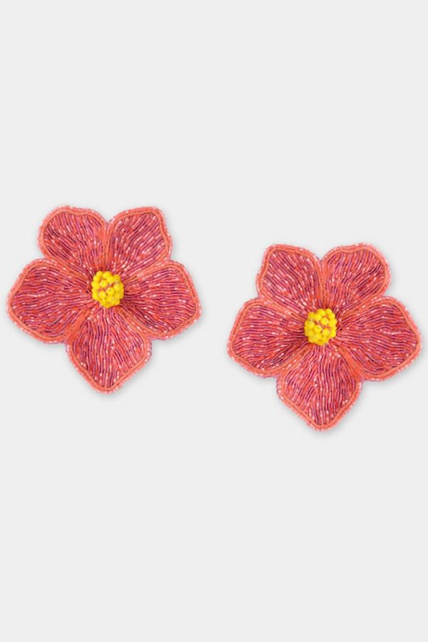 Olivia Dar Hibiscus Earrings Pink