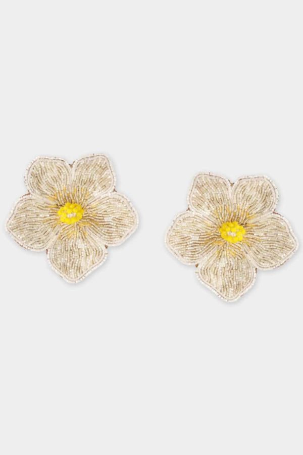Olivia Dar Hibiscus Earrings White