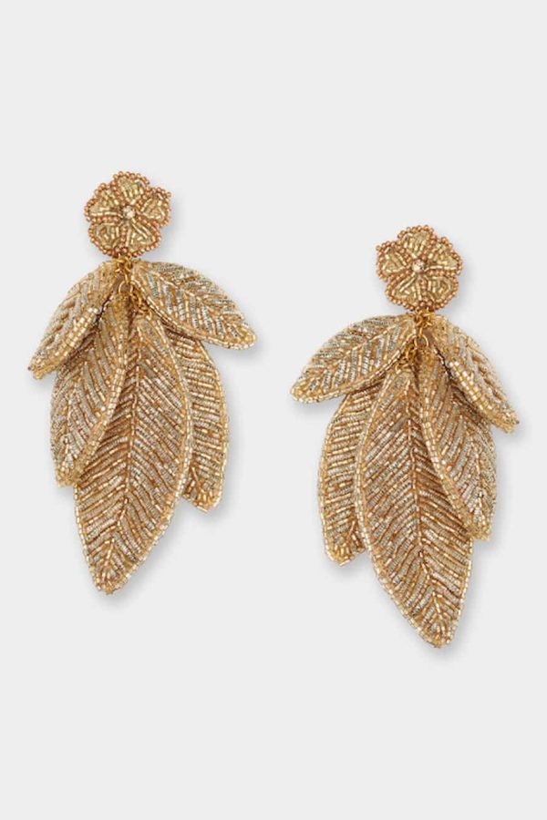 Olivia Dar Leaf Earrings Gold