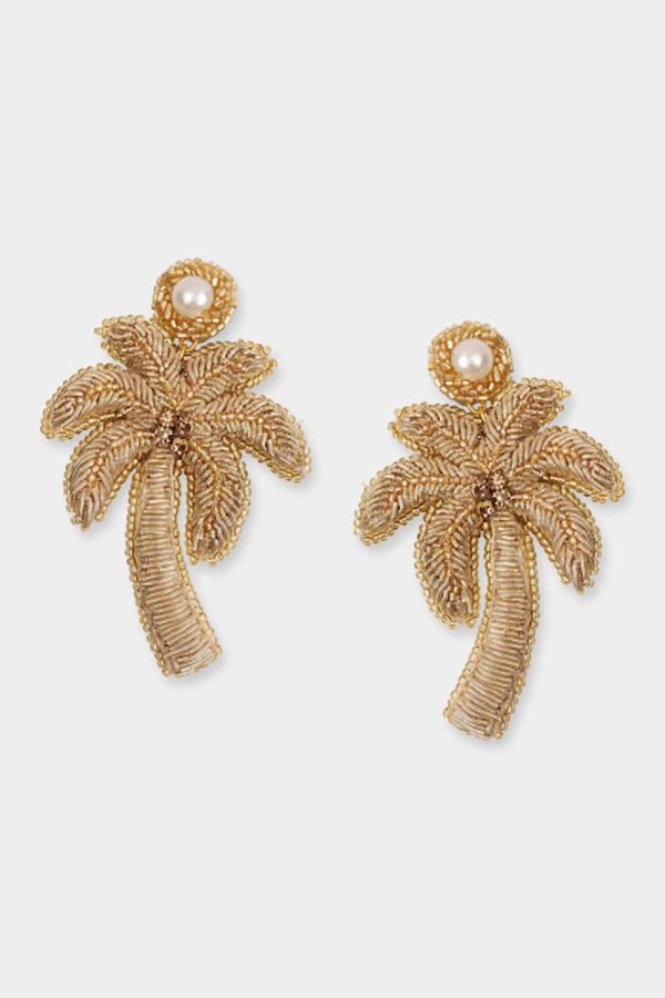 Olivia Dar Palm Tree Earrings Gold