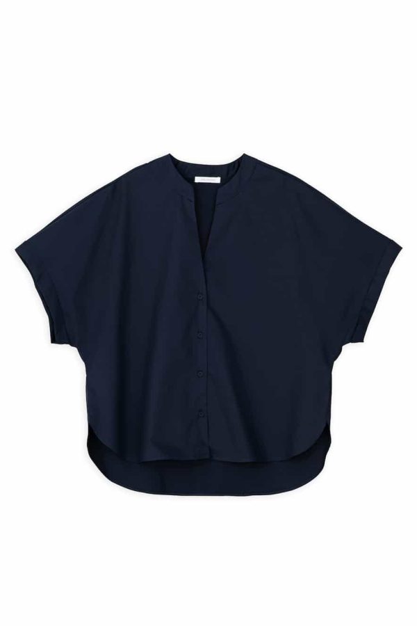 Philosophy Poplin Oversized Shirt Dark Blue