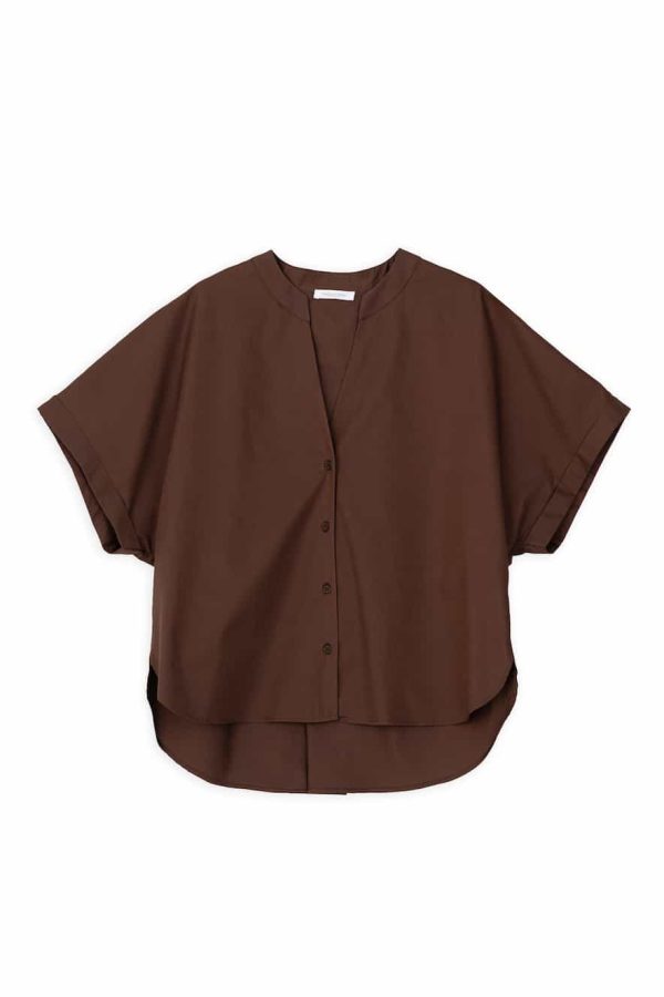 Philosophy Poplin Oversized Shirt Dark Brown