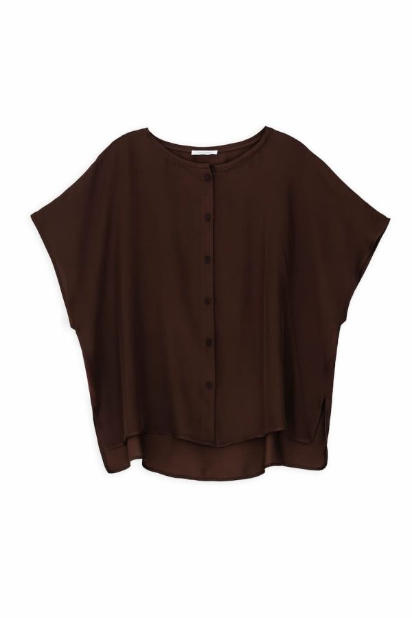 Philosophy Satin Oversized Shirt Dark Brown