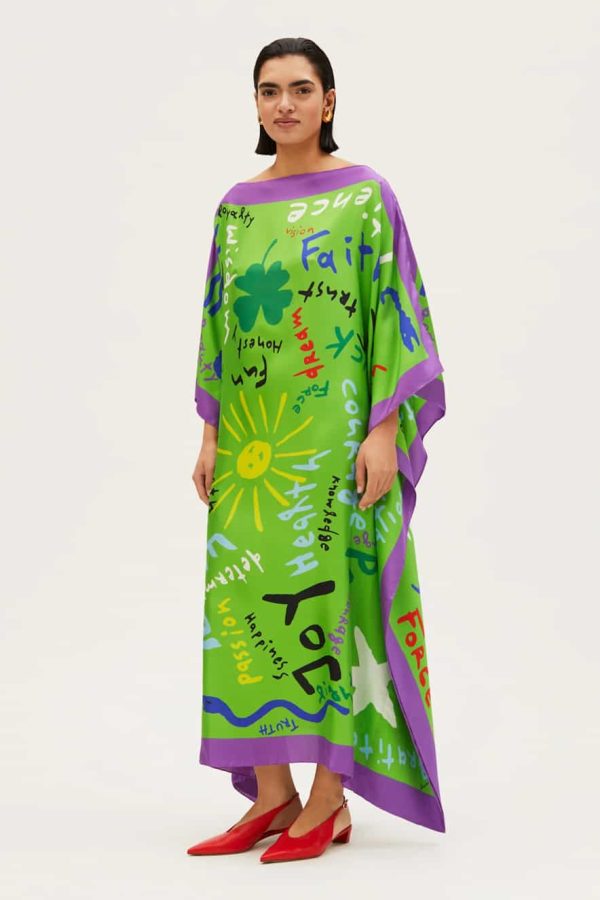 RIANNA + NINA Kakanias Kaftan Joy Hope Dream Green
