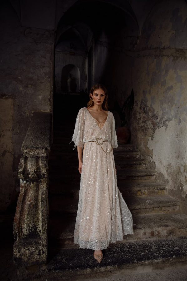 Nidodileda Ezra Knitted Dress With Pearls And Fringes Off White