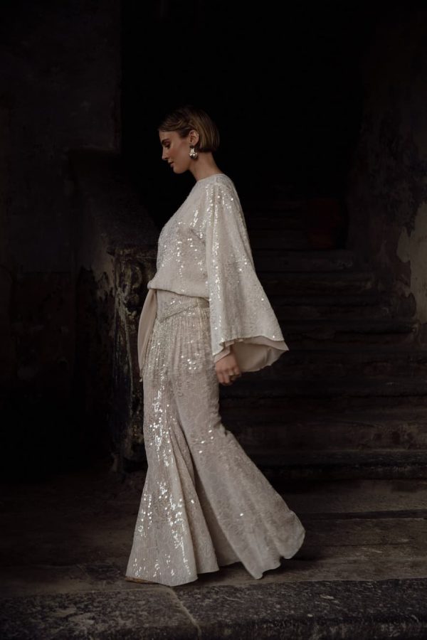 Nidodileda Pants with Sequins and Fringes Dream