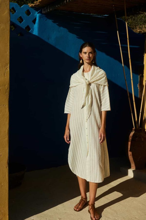 Devotion Midi Dress Lurex Kefi Ecru