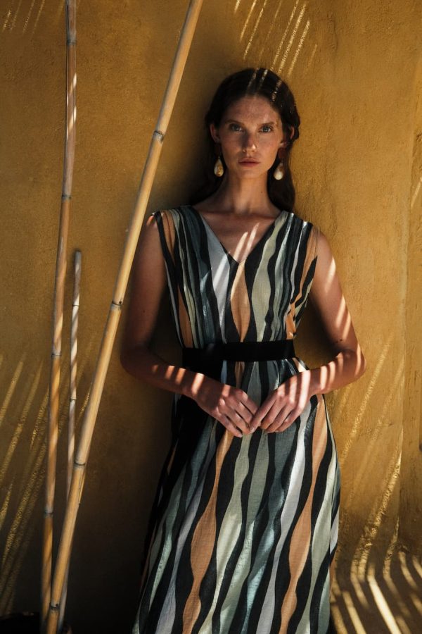 Devotion Long Dress Jacquard with Belt Idyllic