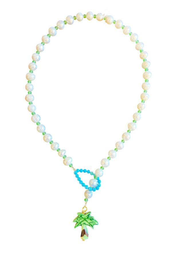Ifigenia Loukou Necklace Pearls and Palm Tree Pendant