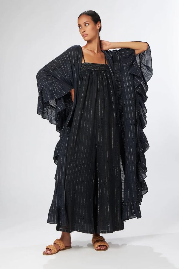 Christian Zen Celeste Maxi Lurex Kimono Blue