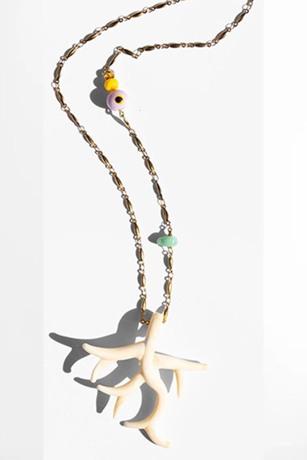 Katerina Psoma White Murano Coral Pendant