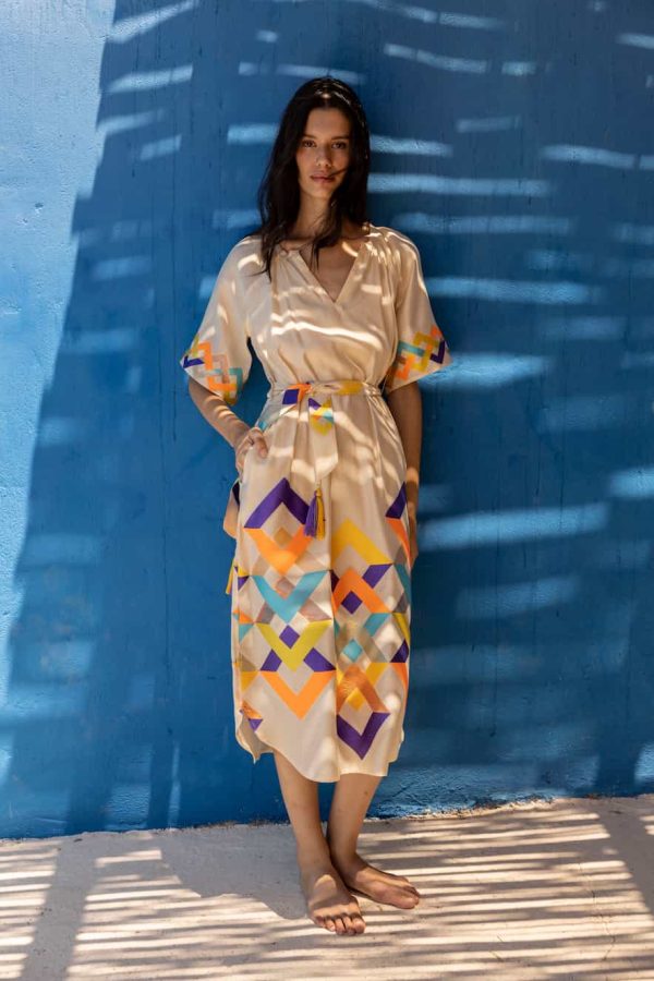 Nema Alma Dress with Embroidery Beige