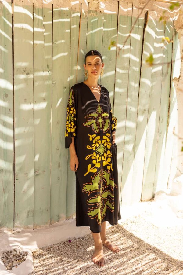 Nema Satin Kaftan Leaf