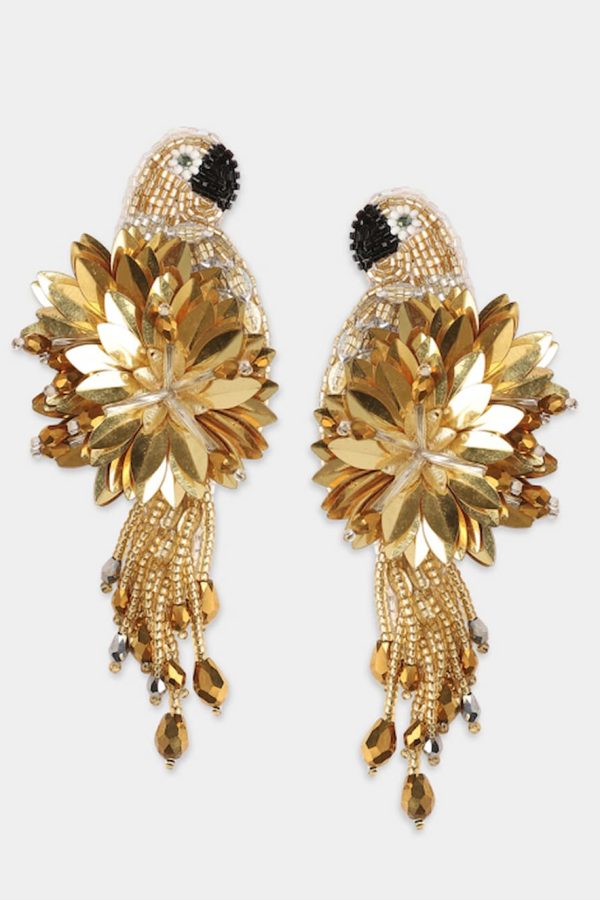 Olivia Dar Parrot Earrings Gold