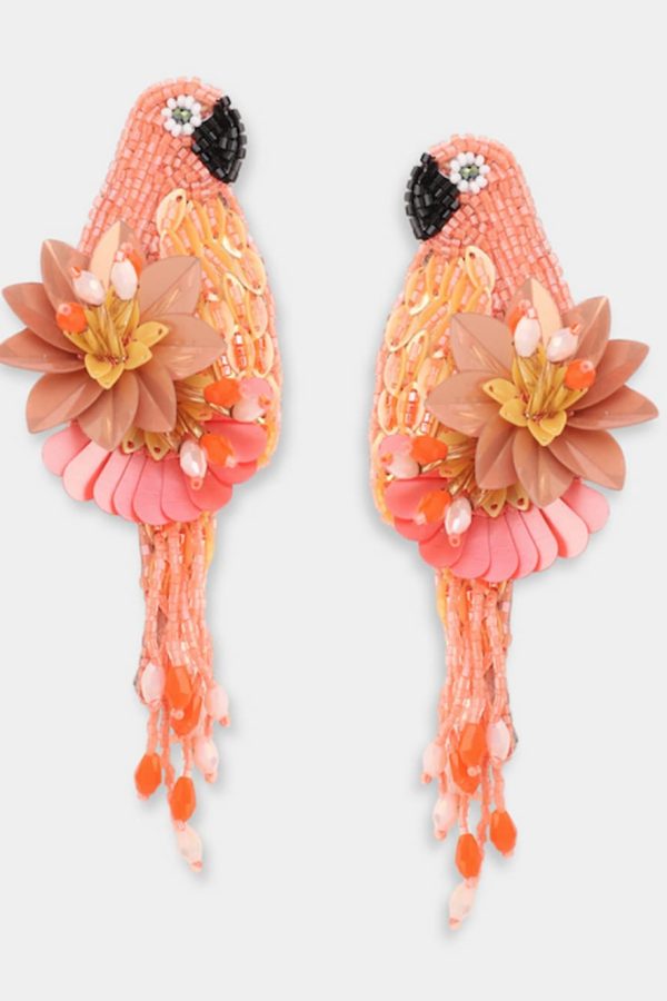 Olivia Dar Parrot Earrings Orange