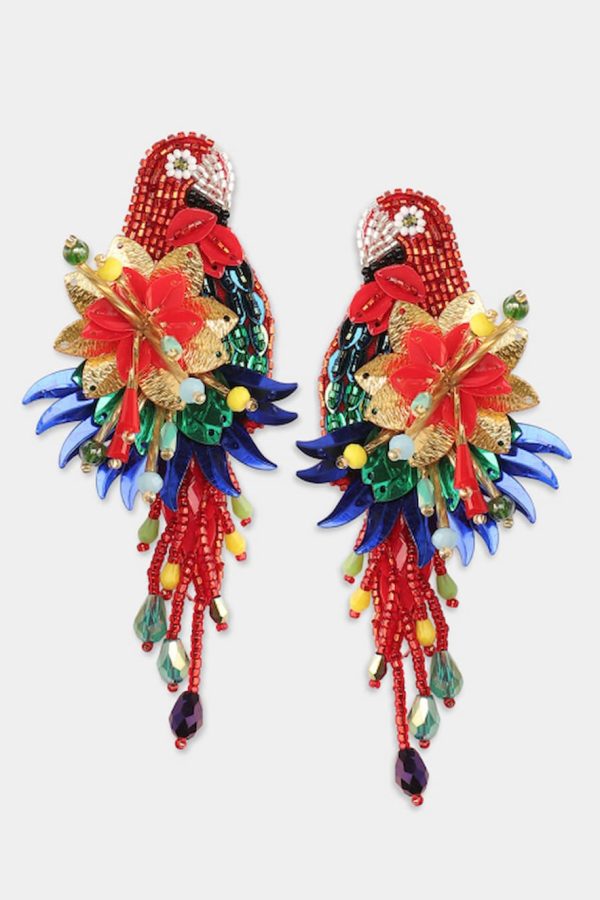 Olivia Dar Parrot Earrings Red