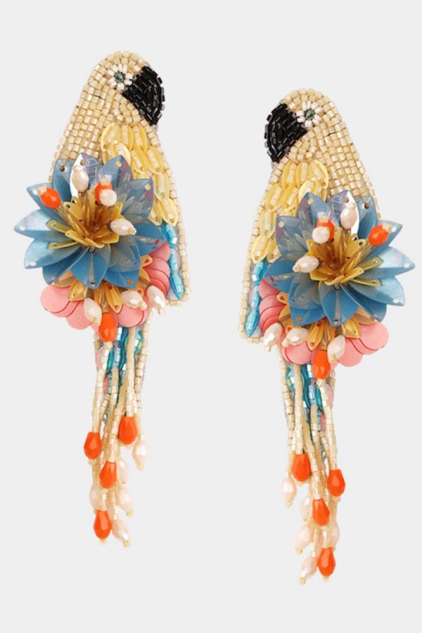 Olivia Dar Parrot Earrings Sand